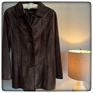 Vintage COACH Brown Leather Suede Button up Jacket Coat
